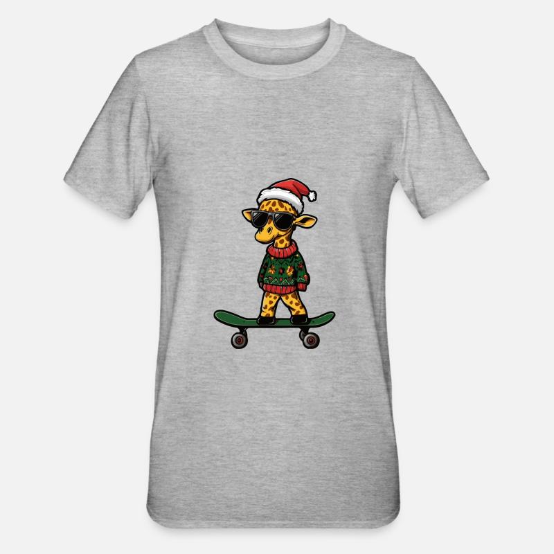 Giraffe Christmas Funny - Unisex Polycotton T-Shirt - heather grey