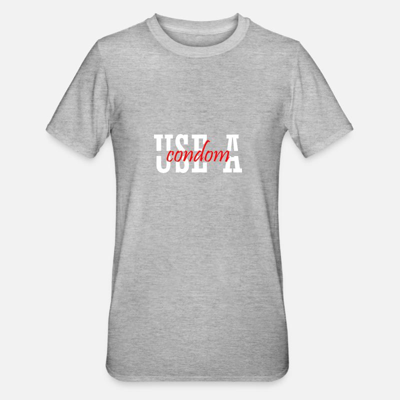 Utilisation sarcastique d’un préservatif - T-shirt polycoton Unisexe - gris chiné