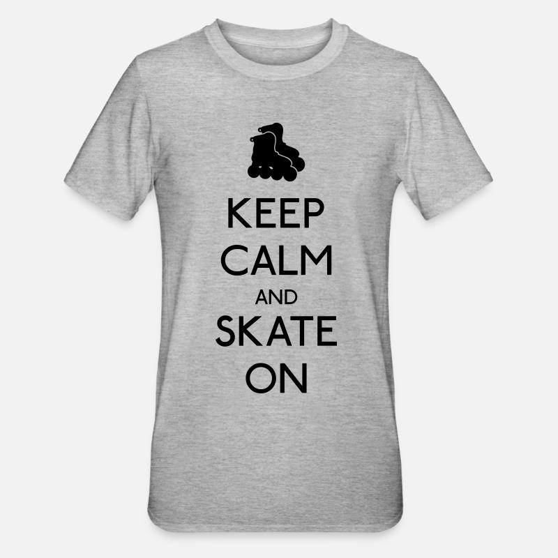 Keep Calm skate on - T-shirt polycoton Unisexe - gris chiné