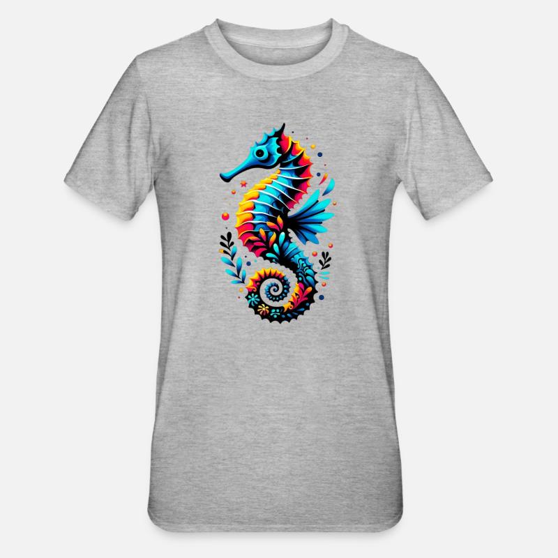 Hippocampe - T-shirt polycoton Unisexe - gris chiné