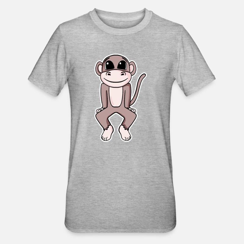 Illustration de singe mignon - T-shirt polycoton Unisexe - gris chiné