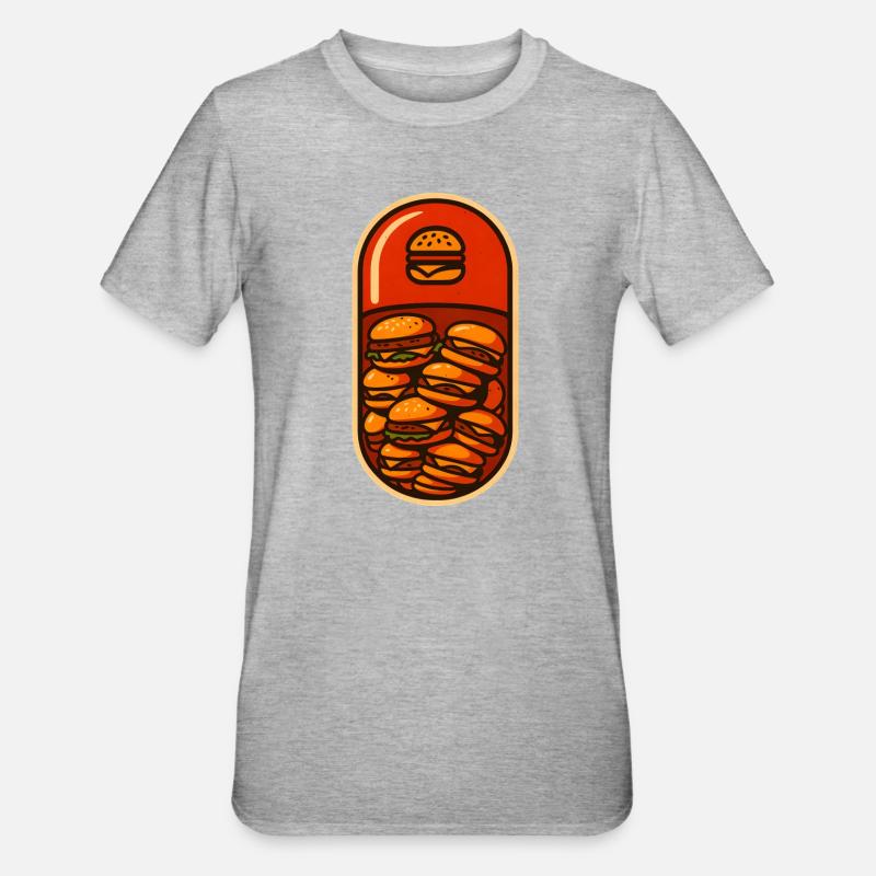Lustiges Hamburger Stack Lover Design - Unisex Polycotton T-Shirt - Grau meliert