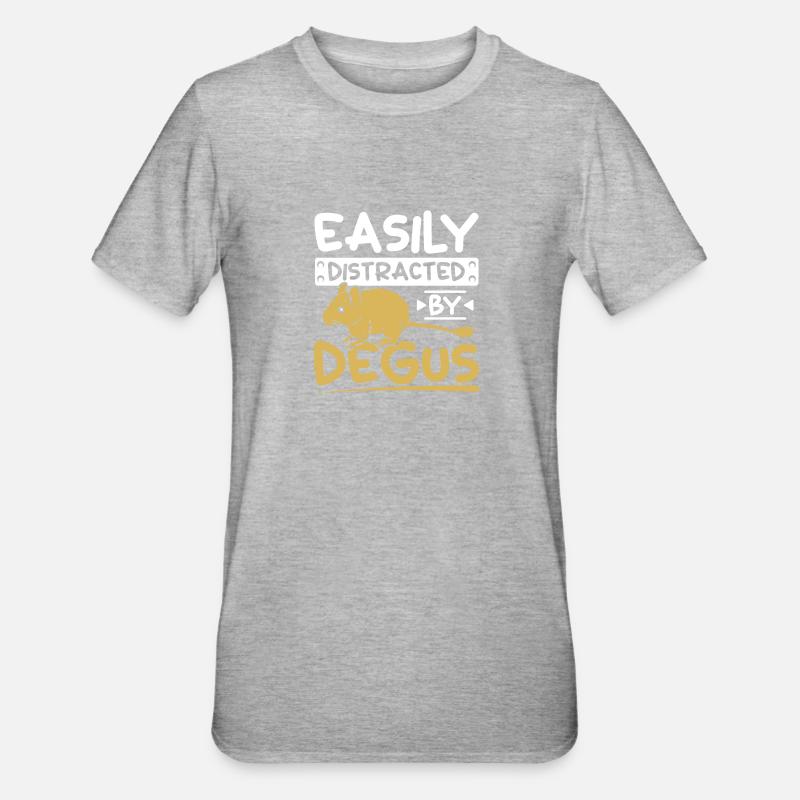 Facilement distrait par les octodons - T-shirt polycoton Unisexe - gris chiné