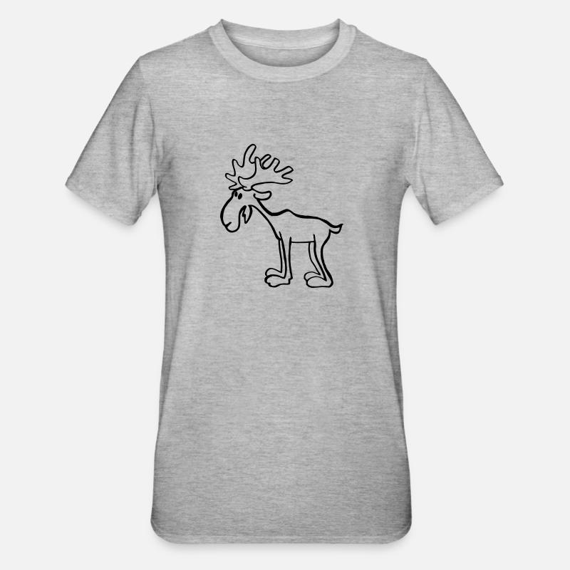 Elch - Unisex Polycotton T-Shirt - Grau meliert