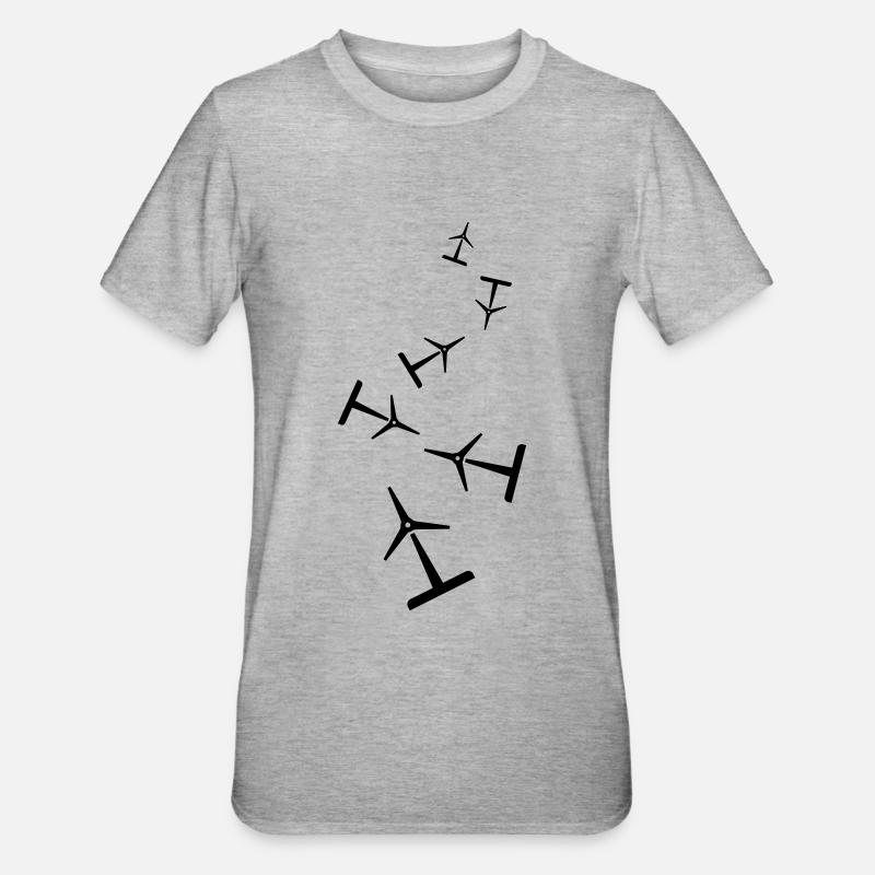 Silhouette d’éolienne - T-shirt polycoton Unisexe - gris chiné