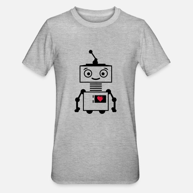 roboter_herz_2 - T-shirt polycoton Unisexe - gris chiné