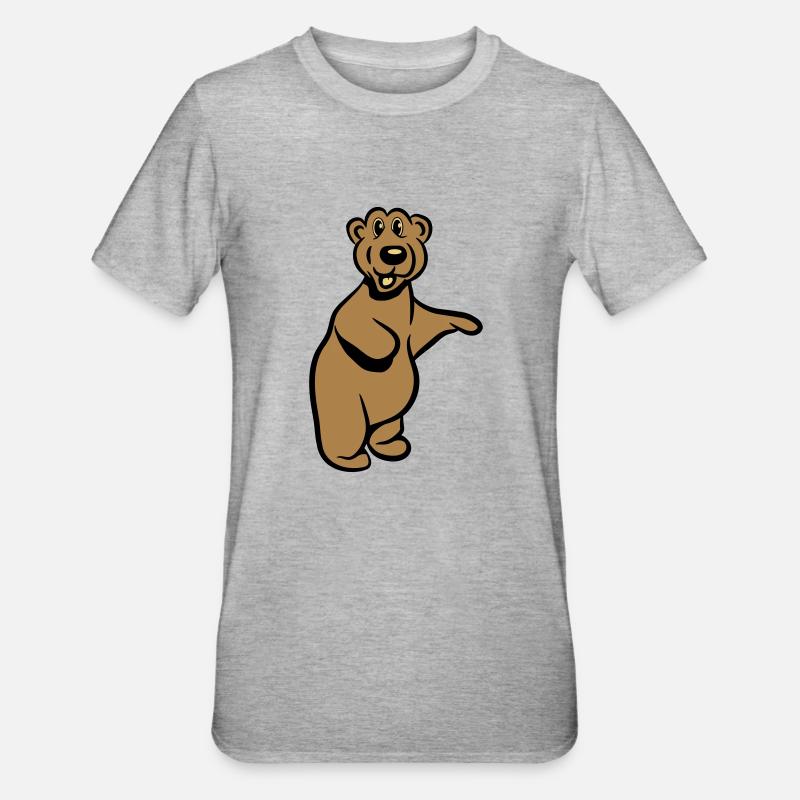 Bär witzig comic - Unisex Polycotton T-Shirt - Grau meliert