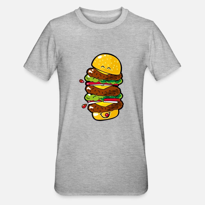 Smiley Big Burger - Maglietta unisex, mix cotone e poliestere - grigio melange