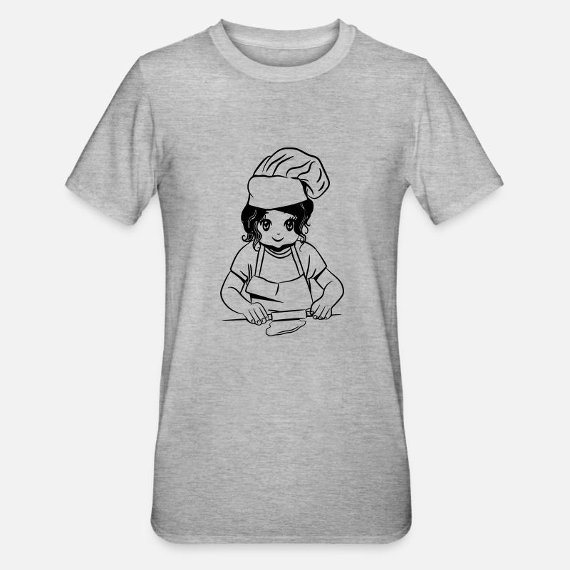 kochen mädchen backen - Unisex Polycotton T-Shirt - Grau meliert
