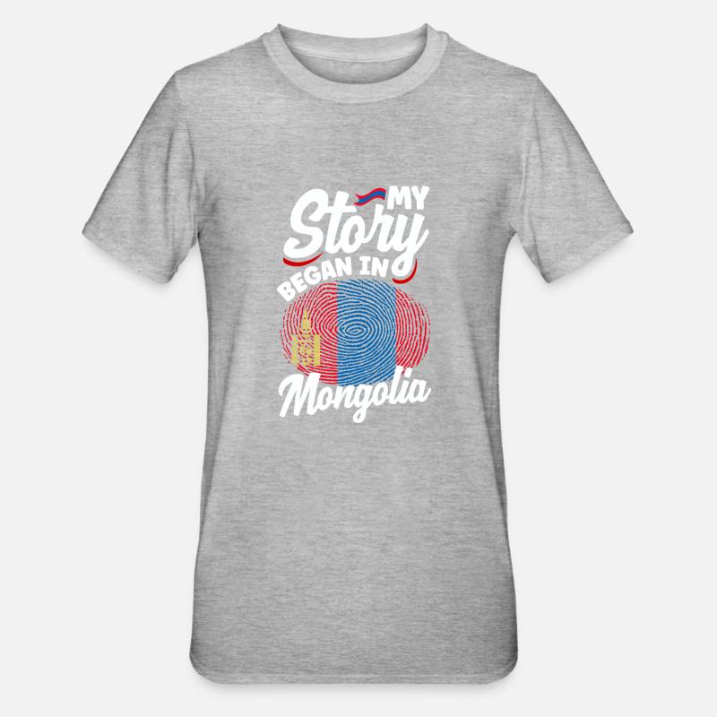 Mongolie Mongolie Citation du drapeau mongol - T-shirt polycoton Unisexe - gris chiné
