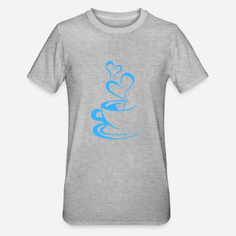 Blaue Kaffeetasse - Unisex Polycotton T-Shirt - Grau meliert