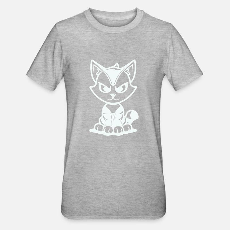 katze - Unisex Polycotton T-Shirt - Grau meliert