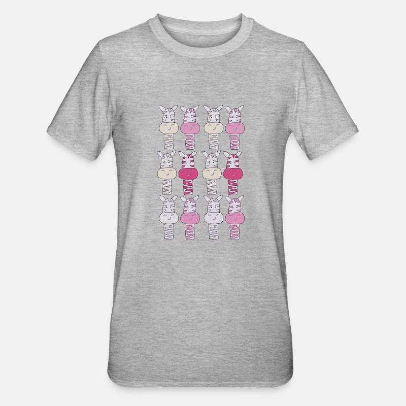 Zebra Pattern Pink - Unisex Polycotton T-Shirt - heather grey