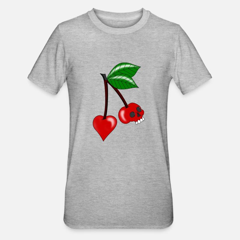 Kirschkernschädel - Unisex Polycotton T-Shirt - Grau meliert