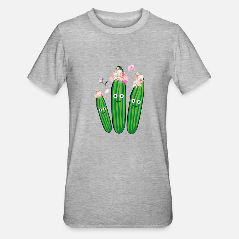 concombre,concombre,hippie,couronne, fleurs - T-shirt polycoton Unisexe - gris chiné