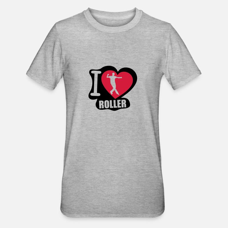 i love roller - T-shirt polycoton Unisexe - gris chiné