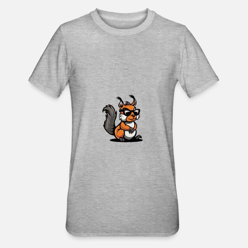 Eichhörnchen Cool Comic - Unisex Polycotton T-Shirt - Grau meliert