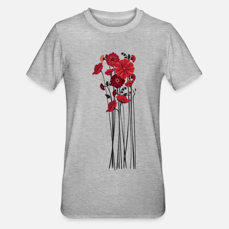 Illustration de fleurs de galets - T-shirt polycoton Unisexe - gris chiné