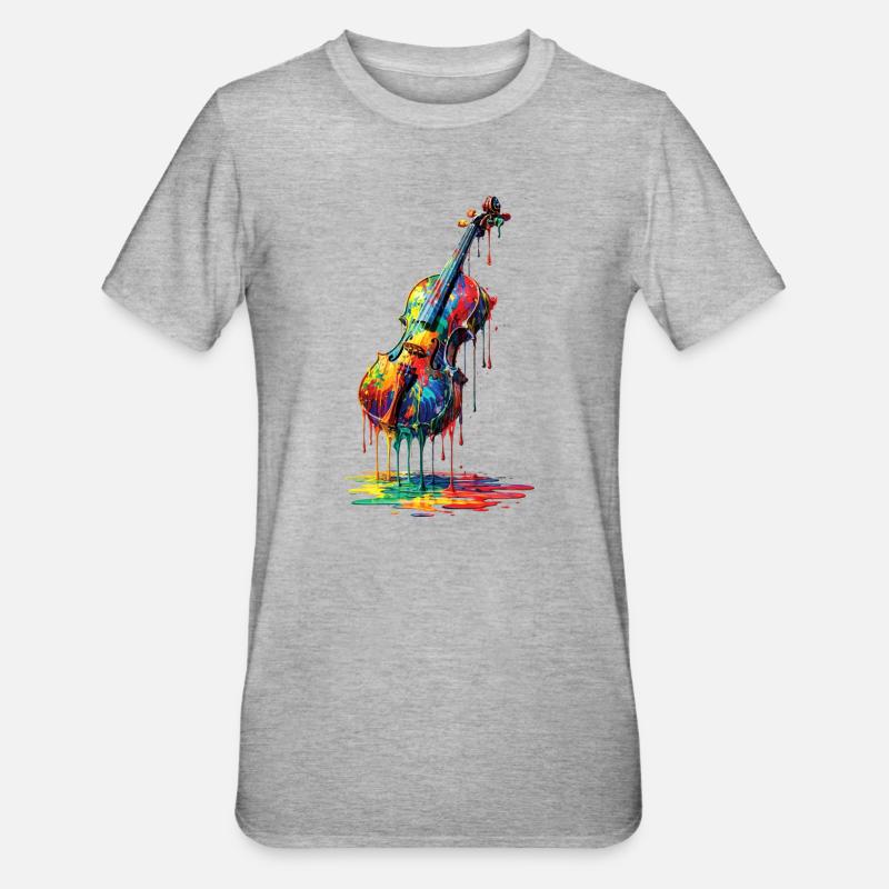 Violin with dripping paint - Unisex Polycotton T-Shirt - heather grey