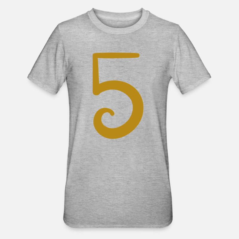 5 - Unisex Polycotton T-Shirt - Grau meliert
