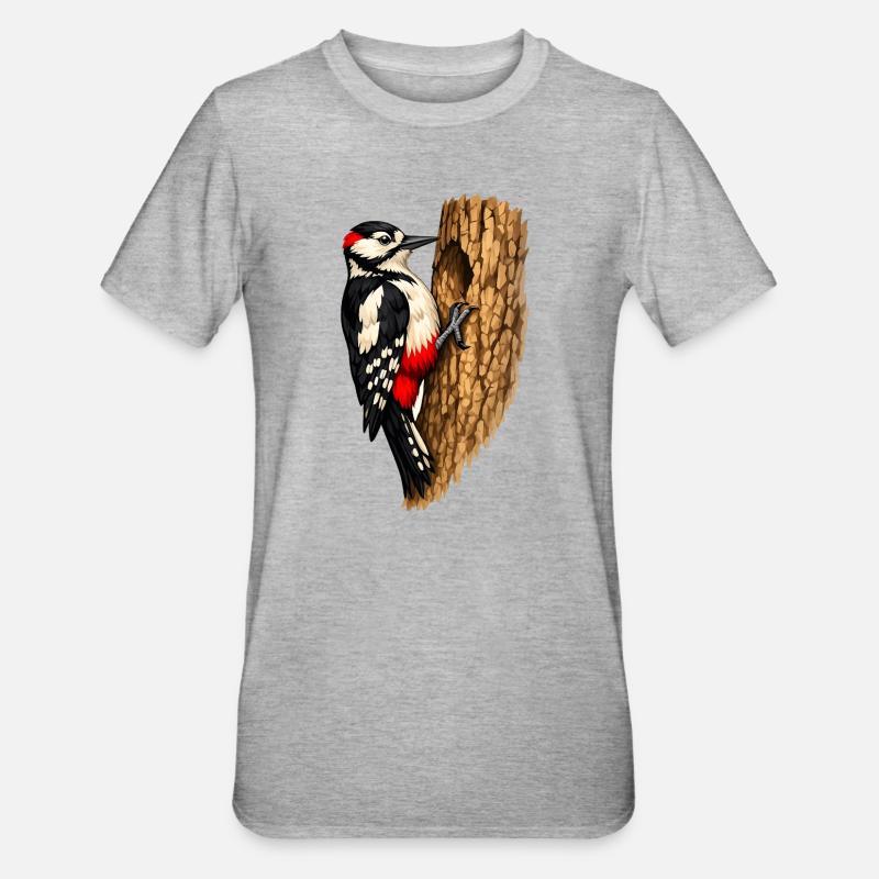 Pic dans un arbre - T-shirt polycoton Unisexe - gris chiné