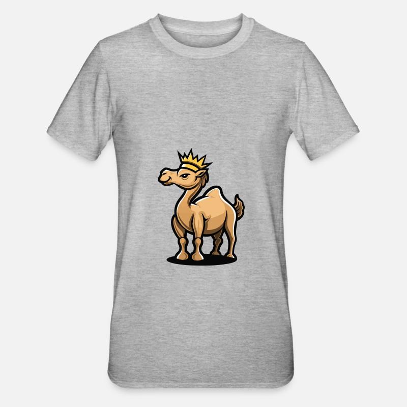 Kamel Comic Krone - Unisex Polycotton T-Shirt - Grau meliert