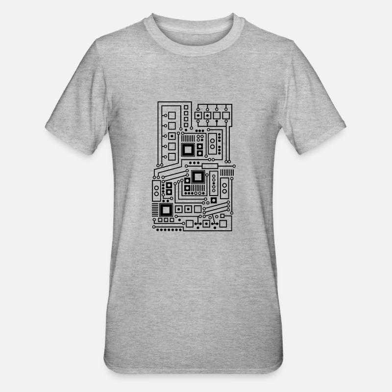 Platine Muster Technik Nerd - Unisex Polycotton T-Shirt - Grau meliert