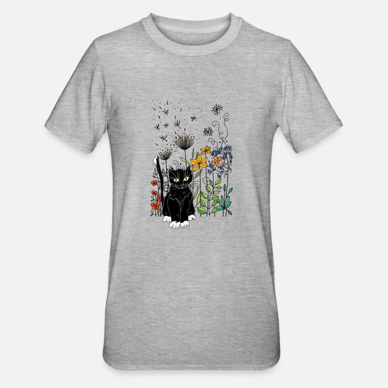 Cat - Unisex Polycotton T-Shirt - heather grey