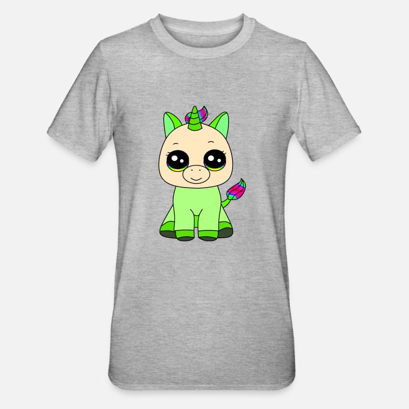 Kleines Einhorn - Unisex Polycotton T-Shirt - Grau meliert