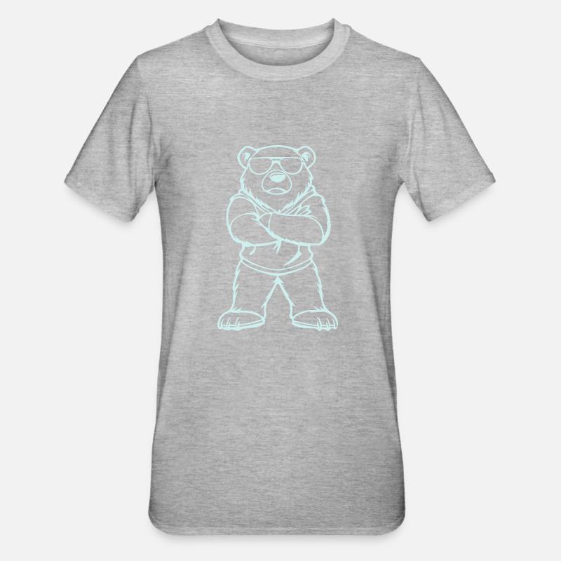 eisbär comic cool - Unisex Polycotton T-Shirt - Grau meliert