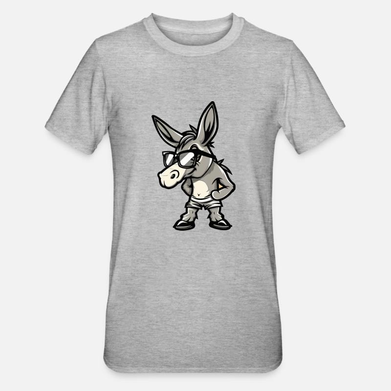 Esel Comic Cool - Unisex Polycotton T-Shirt - Grau meliert