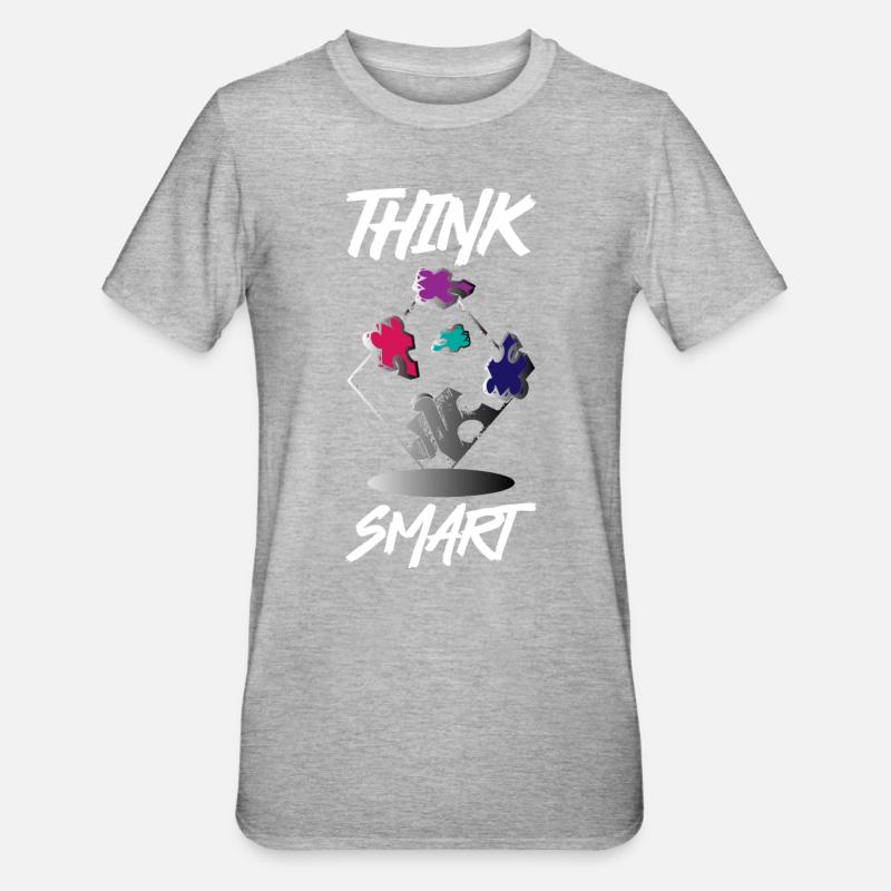 Think Smart Puzzle - T-shirt polycoton Unisexe - gris chiné