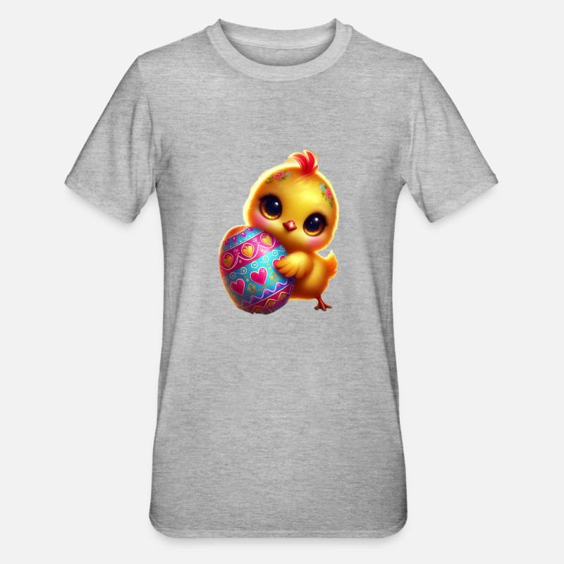 Easter chicks with egg - Unisex Polycotton T-Shirt - heather grey