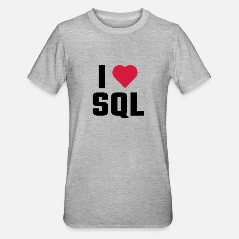 J'aime SQL - T-shirt polycoton Unisexe - gris chiné