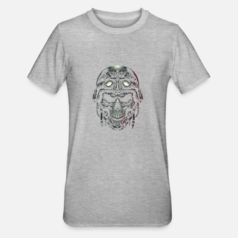 Aviator Skull Pilot - Unisex Polycotton T-Shirt - heather grey