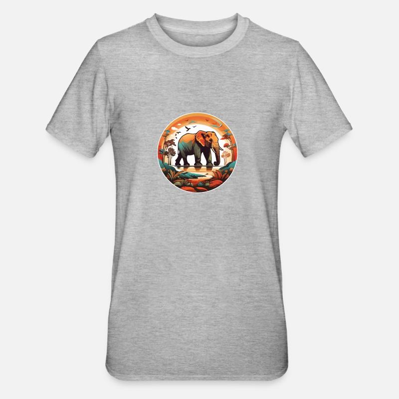 Conception d’éléphant d’Afrique - T-shirt polycoton Unisexe - gris chiné