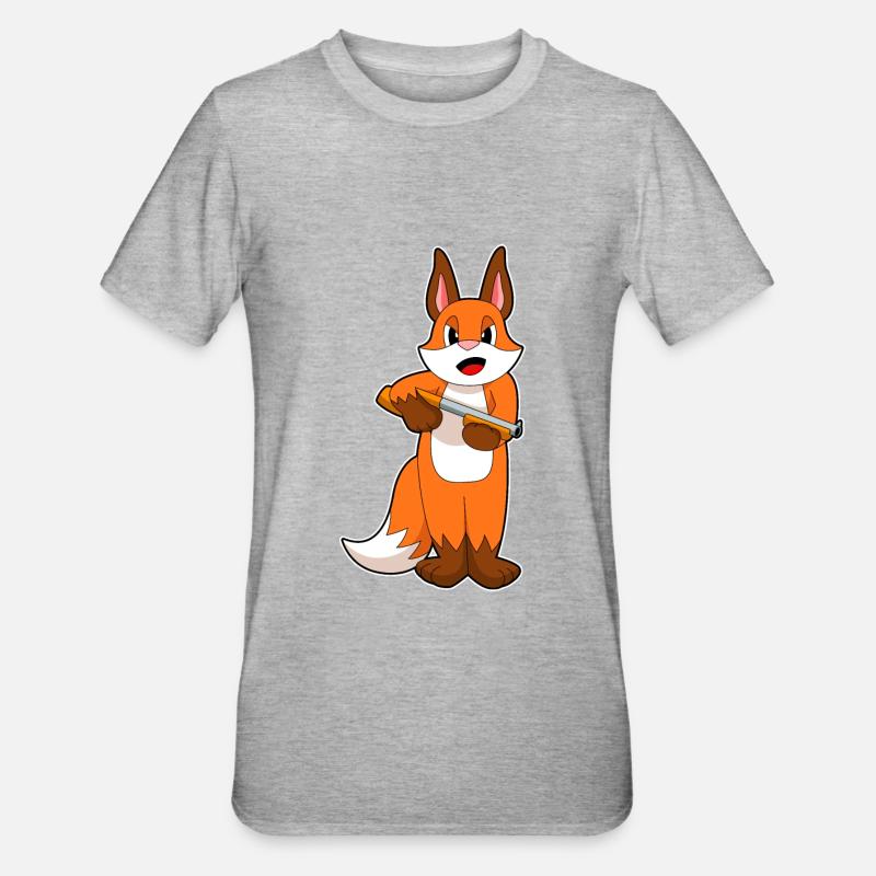 Fuchs Schrotflinte - Unisex Polycotton T-Shirt - Grau meliert