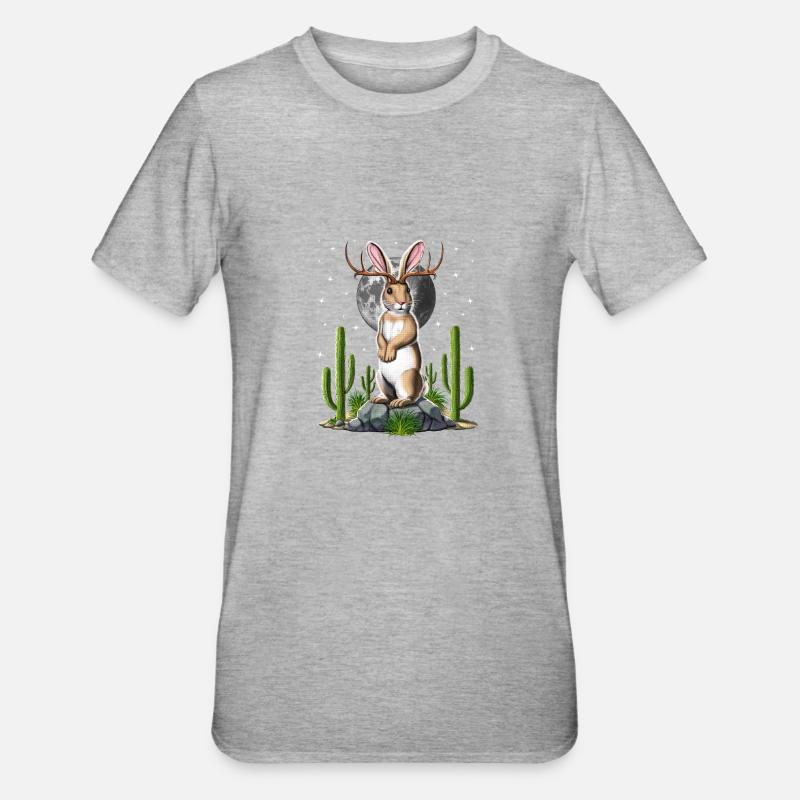 Jackalope Rabbit - Unisex Polycotton T-Shirt - heather grey