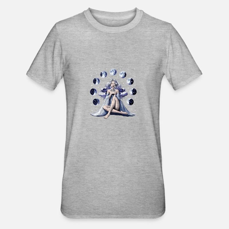 Déesse de la Lune - T-shirt polycoton Unisexe - gris chiné