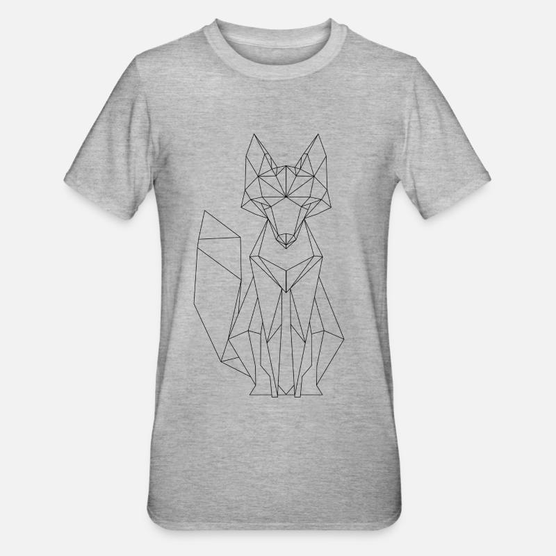 Fox polygon design - Unisex Polycotton T-Shirt - heather grey