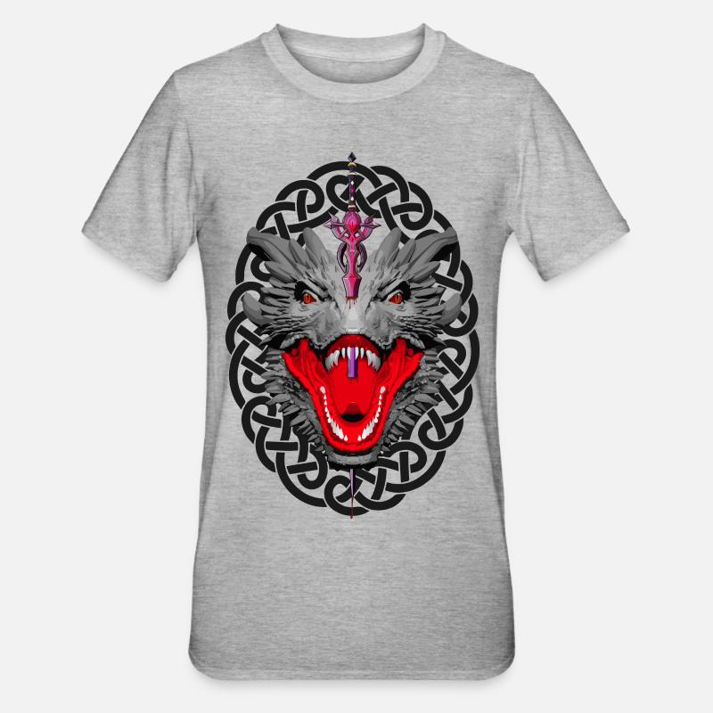 Dragon à l’épée pourpre - T-shirt polycoton Unisexe - gris chiné