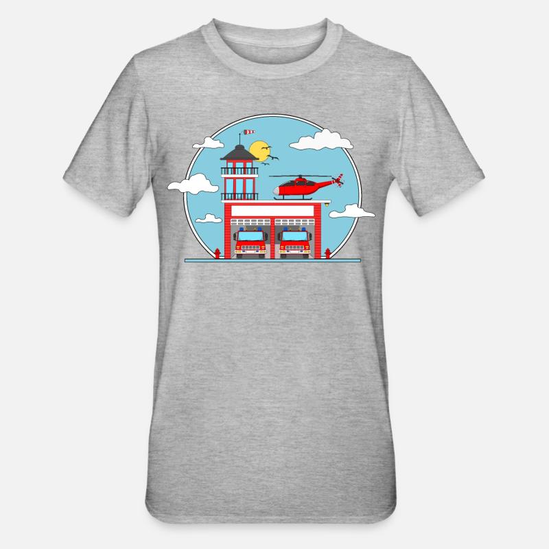 Caserma dei pompieri senza scritte - Maglietta unisex, mix cotone e poliestere - grigio melange