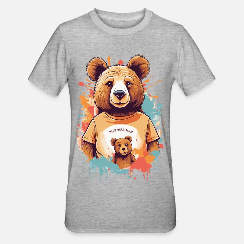 Beste Bär Mutter - Unisex Polycotton T-Shirt - Grau meliert