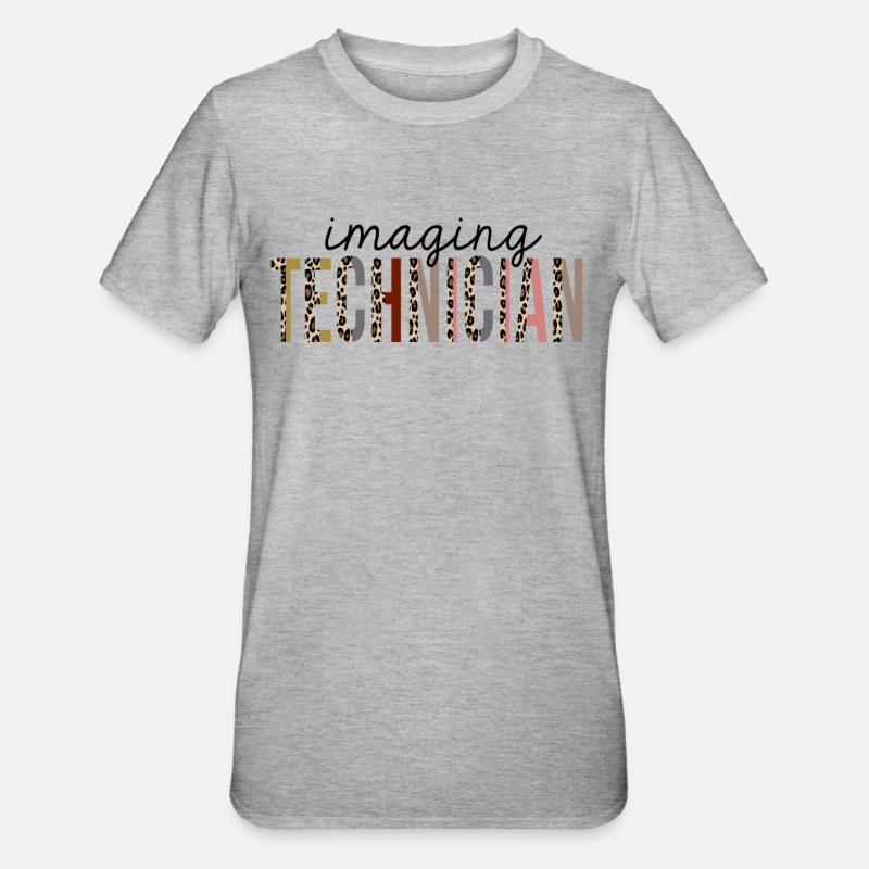Imaging Technician Leopard Print Funny - Unisex Polycotton T-Shirt - heather grey