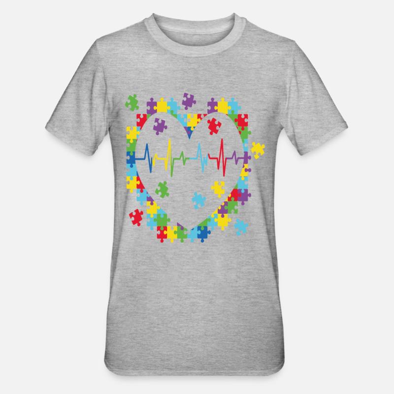 Autisme Rétro - T-shirt polycoton Unisexe - gris chiné