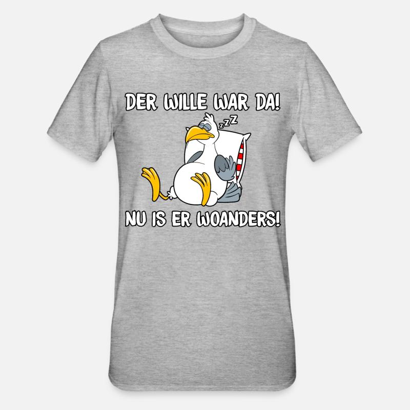 Der Wille war da - Unisex Polycotton T-Shirt - Grau meliert