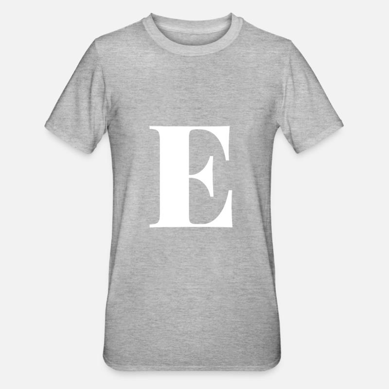 Lettre E - T-shirt polycoton Unisexe - gris chiné