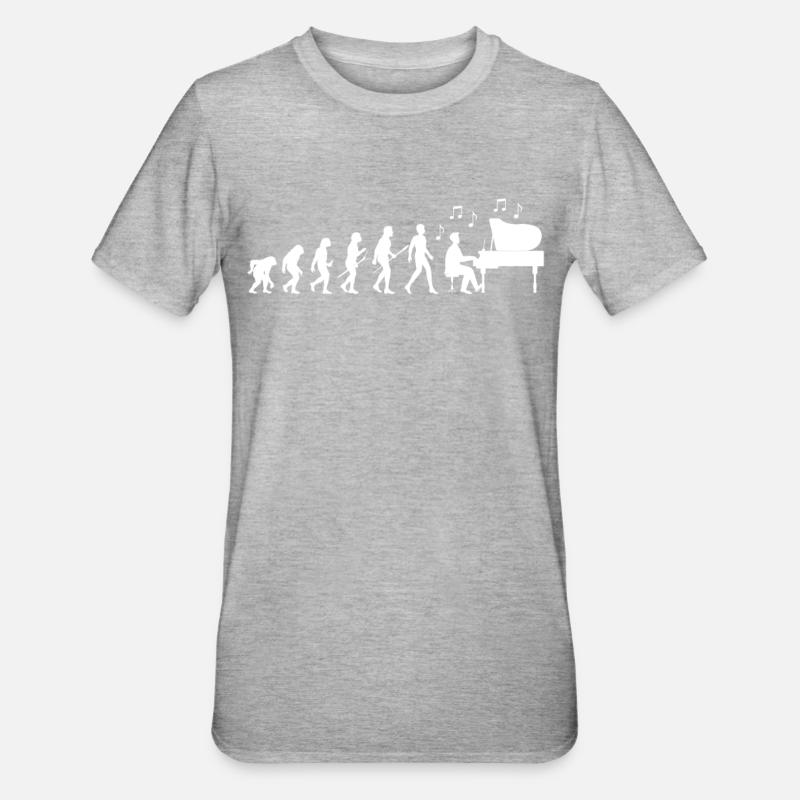 Évolution du pianiste - T-shirt polycoton Unisexe - gris chiné