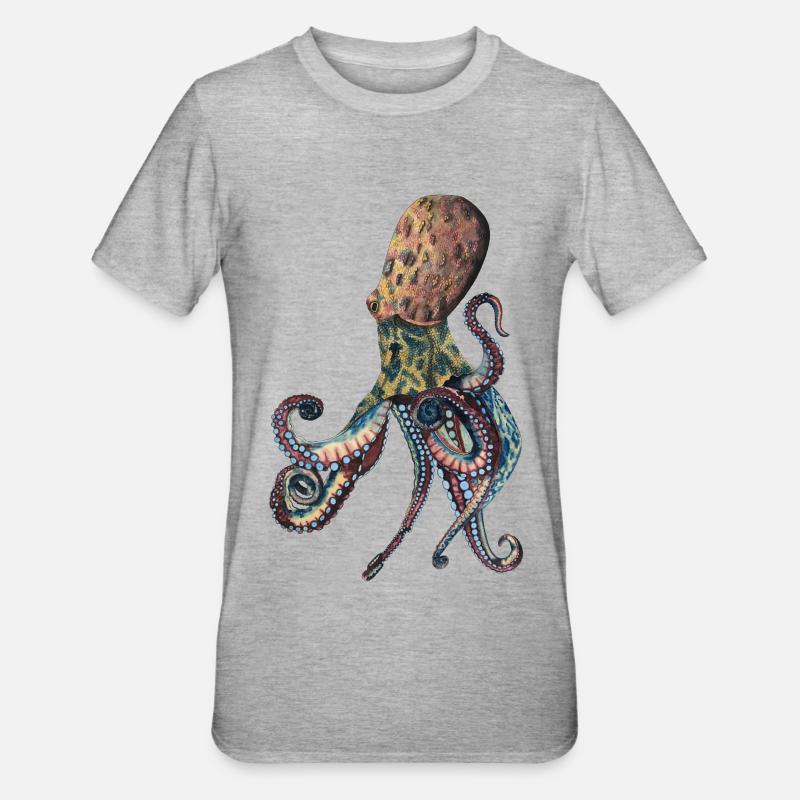 Octopus Squid - Unisex Polycotton T-Shirt - heather grey