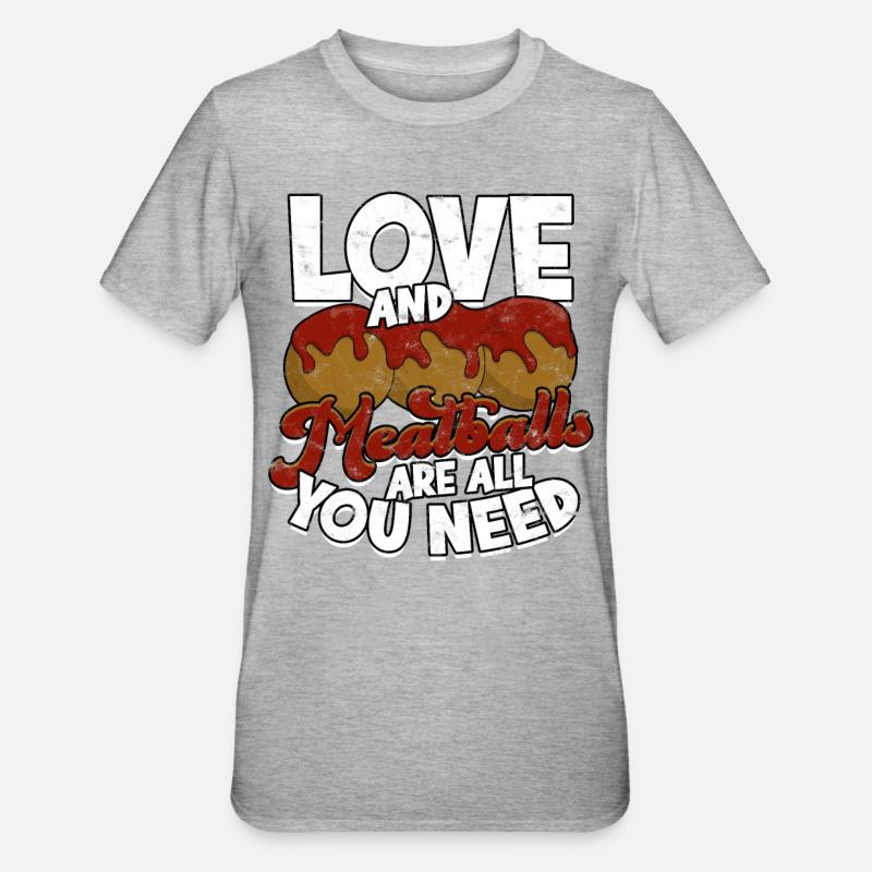 fleischklößchen essen spaghetti geschenk geschenki - Unisex Polycotton T-Shirt - Grau meliert